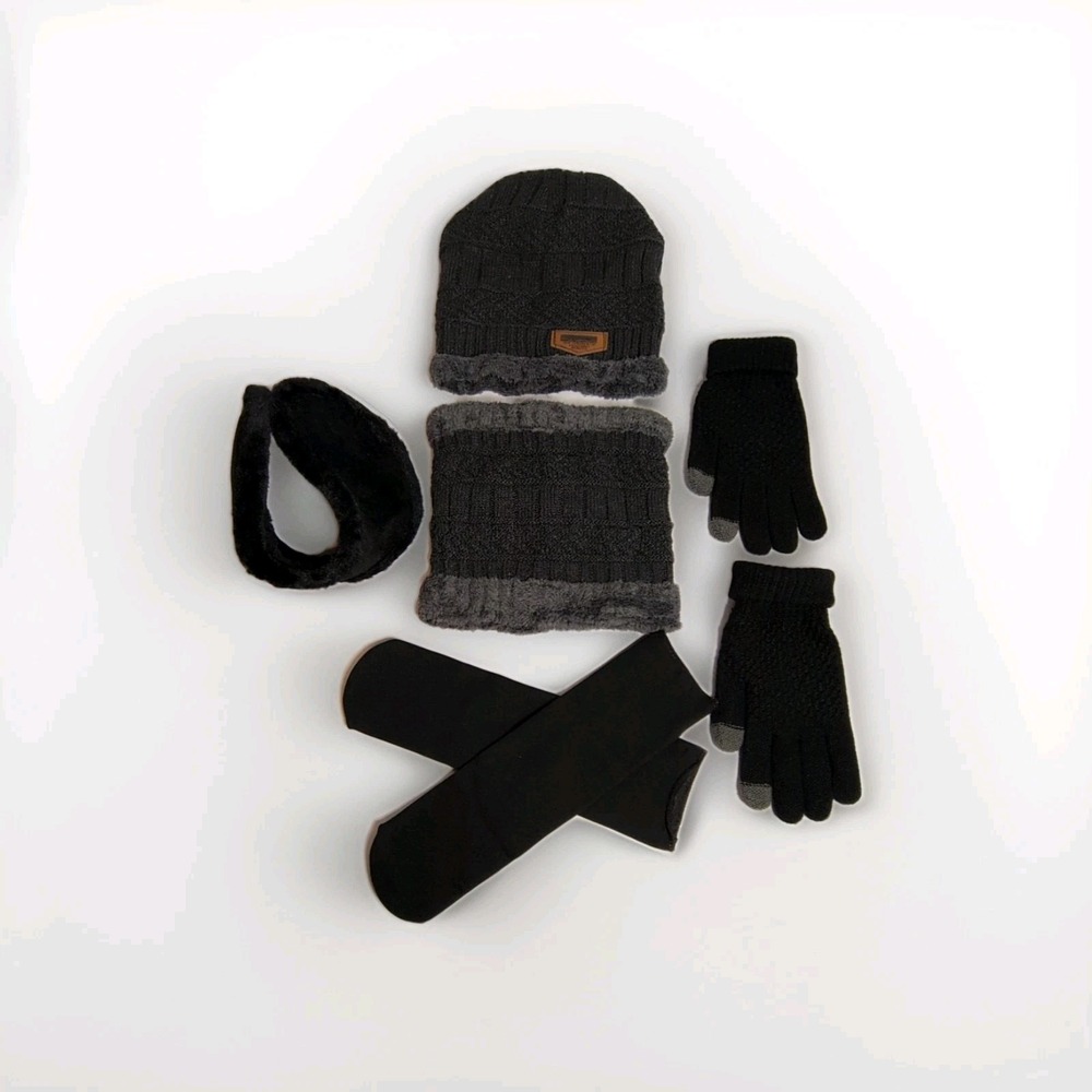 Men's Winter Beani Set w/ Touchscreen Gloves,Kneck & Ear Warmer, Socks S/M NWOT